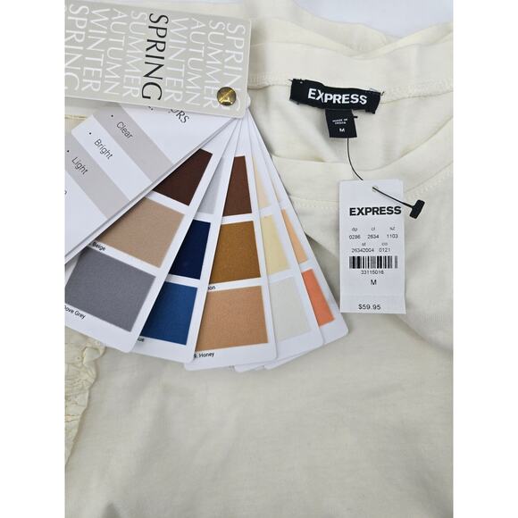 Express Ivory Ruffle Sleeve Tee – Size M – NWT - Picture 4 of 6